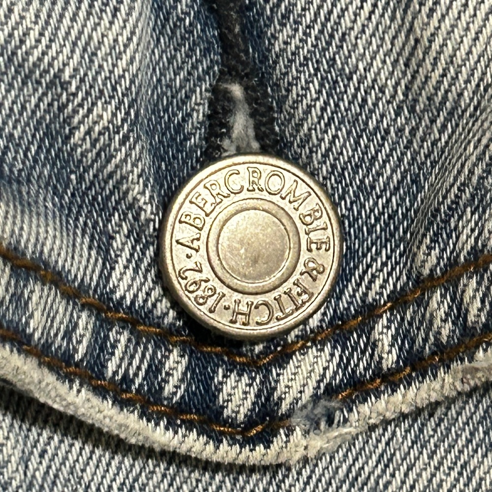 Abercrombie Denim Jacket S Light Wash Y2K Trucker Distressed Streetwear - Picture 5 of 6